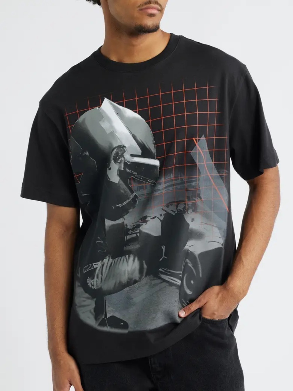 black PUMA F1 Driver Cotton Graphic T-Shirt.